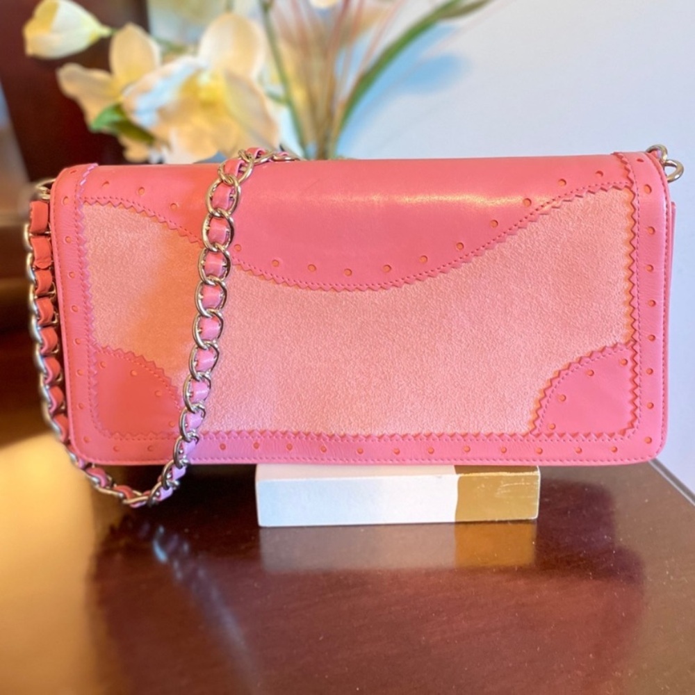 Nordstrom lavender / pink Leather & Suede Evening Bag